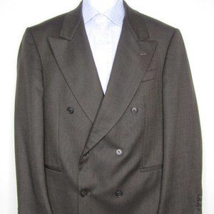 Arezzo Lanificio Angelico Italy Wool Suit 2 Piece Double Breasted 41R Pant 35x30